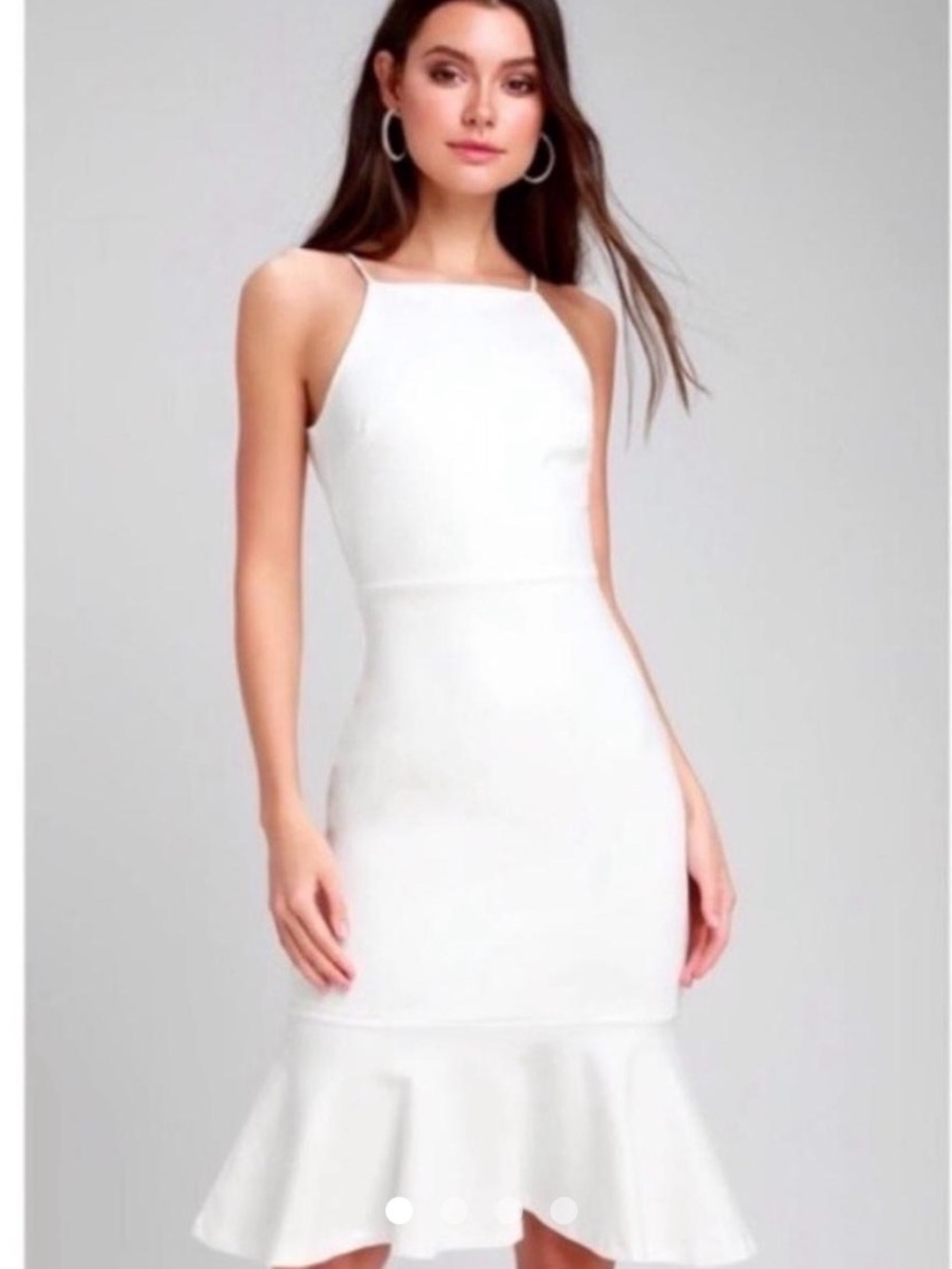 Lulu's White Halter Midi Mermaid Dress